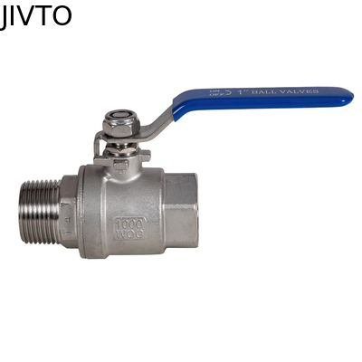 Dwuczęściowy zawór kulkowy JIVTO z uchwytem dźwigni. Stal nierdzewna, port NPT, standard ANSI.